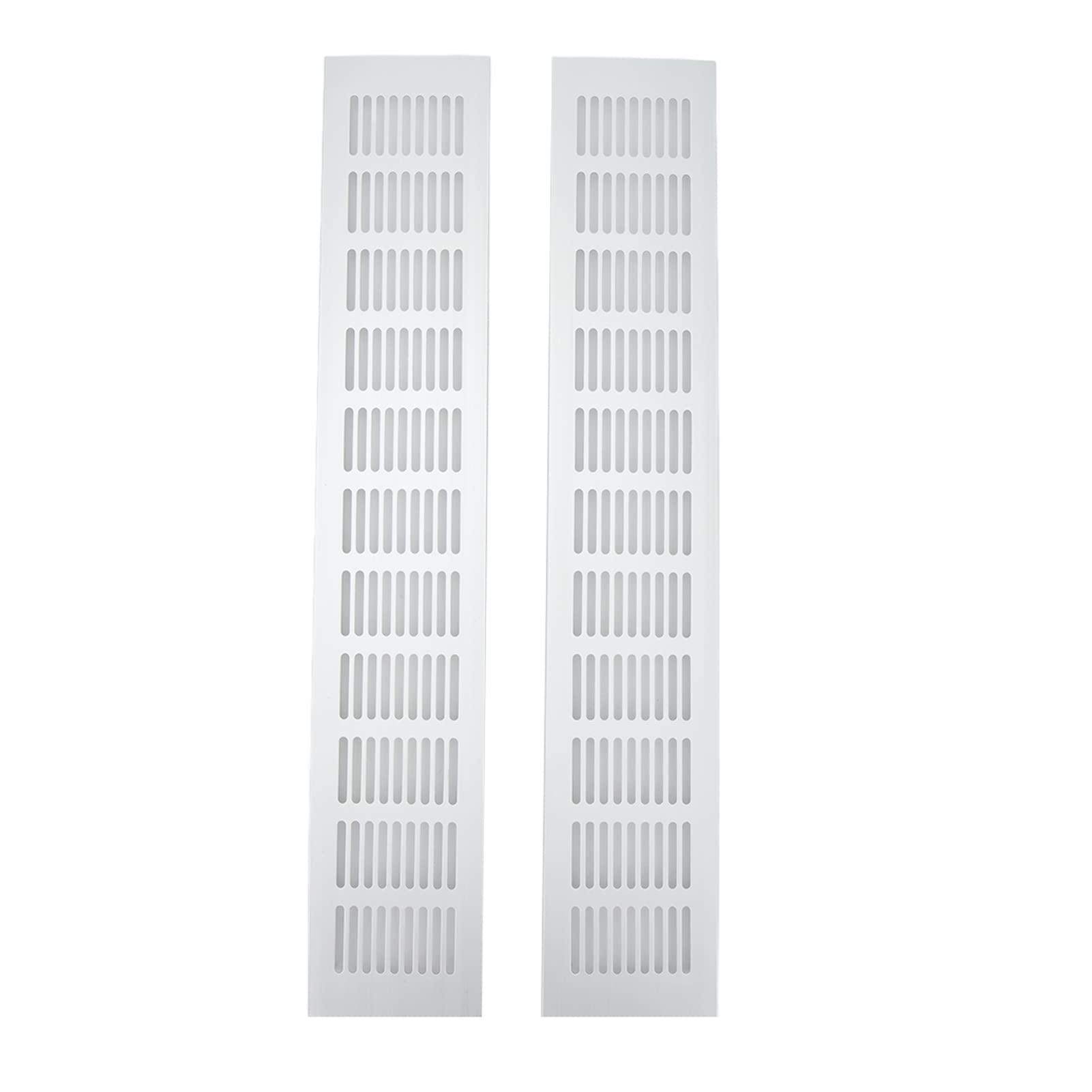 KIMISS 2 Pcs Air Vent Vent Grille, White Air Vent Cover Rectangular Vent Plate Aluminum Alloy Door Air Vent Grille for Cabinet Shoe Cabinet Closet (80 * 450mm)
