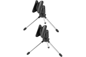 OSOLADY 2Pcs Foldable Adjustable Tabletop Mic Stand Metal Tripod Microphone Bracket Stable Holder for Live