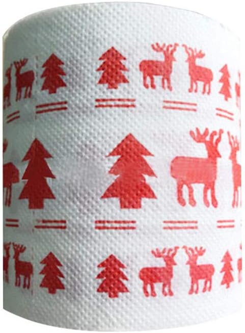 Fun1980s Claus Tissue New Christmas Paper Towel Printed Paper Towel Elk Christmas Tree Printed Paper Towel Home Bathroom Supplies Festive Atmosphere Beautifully Decorated Lovely Graphic Design 10X10Cm