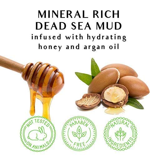 Natural and Organic Face and Body Natural Dead Sea Mud Mask with 23 Dead Sea Minerals and Honey- Best Used As Blackhead Minimizer, Natural Pore Reducer, Dry and Oily Skin and for Acne. (10.6 OZ)