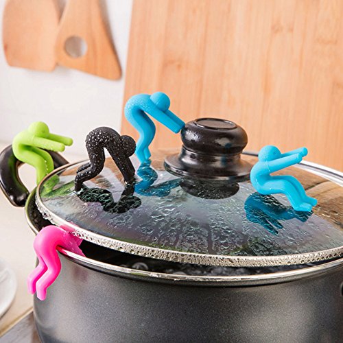 LILACORP Small People Shaped Lid Insert Color Rubber Inserts Useful Convenient Phone Chopsticks Rests Cookware Kitchen Tools