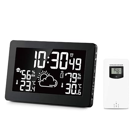 Wetterstation Hygrometer Thermometer Sensor Innen Außen Wand Funkuhr