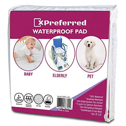 4 Pack Waterproof Bed Pads Mattress and Chair Protective Covers Non