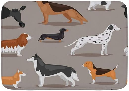AoLismini Badematte Badezimmerteppiche, 5 Verschiedene Hunde züchten