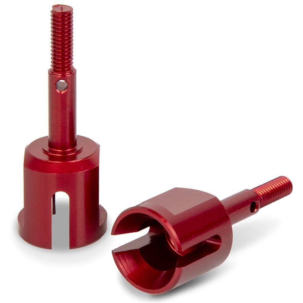PrecisionGeek Aluminium Steering Knuckle Joint Cup – Red Anodised Alloy Wheel Axle Set | Compatible with Tamiya TT01, TT01E, TT02, TT02B 1/10 RC Touring Cars | Set of 2
