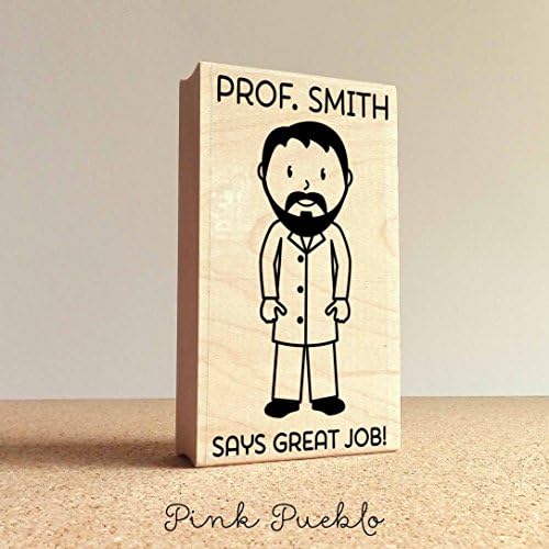 Personalized Male Teacher, Professor or Doctor Rubber Stamp- Choose Text, Hairstyle and Clothing
