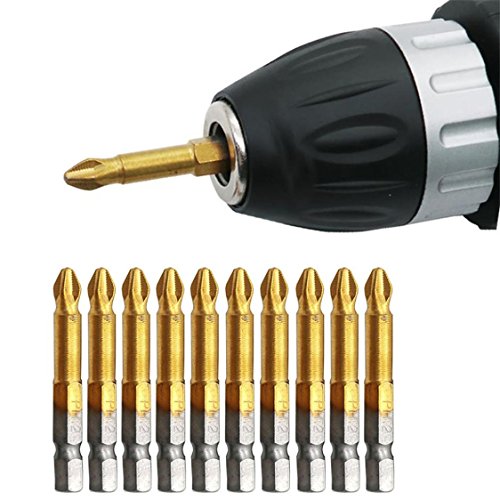 5 Pcs Anti Slip Electric Screwdriver Bits,TIFENNY 50mm Length Single Side Magnetic Hex Shank PH2 (B)