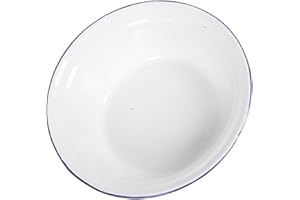 Angoily Enamel Deep Pie Dish 22cm Small Baking Tray Oven-Safe Vintage Style Mixing Bowl for Kitchen