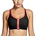 SYROKAN Women's High Impact Front Zip Wirefree Supportive Sports Bra Black & Orange 36C