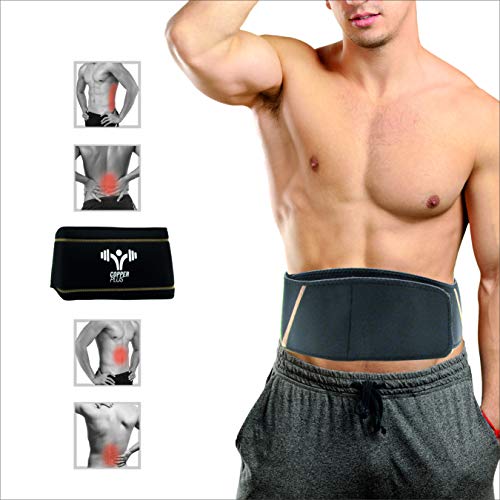 Copper Plus Gear Premium Fit Back Brace Lower Lumbar Support Belt. Adjustable for Men and Women