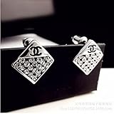 Greatmate Fashion Large Rhinestone Stud Earrings Letter Square Cards