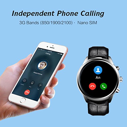 L@YC New Business Android 5.1 Smart Watch 3G Fitness Watch with SIM Card Slot,Call/SMS/Twiter/Facebook/Whatsapp/HD Touch Screen for iPhone iOS Android Phones, Black