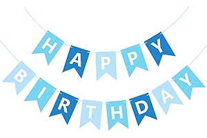 Waenerec Blue Happy Birthday Banner Sign Happy Birthday Bunting Banner Garland for Kids Boys Baby 1st Birthdays Tea Party Decorations Bunting Flag Birthdays Party Supplies