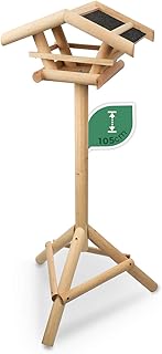 WILDLIFE FRIEND | Vogelhaus mit Ständer aus Holz, Futterhaus, Futterstation für Wildvögel, Vogelfutterhaus zum Stellen für den Garten oder Balkon
