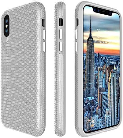 iPhone X Case, iPhone 10 Case PowerMoxie Shock Absorbing Slim Fit Dual Layer Protection Impact Resistant From Drops for iPhone - Silver