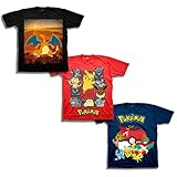 Pokemon Big Boys 3 Pack Tee Bundle, Red/black/Navy, S-8