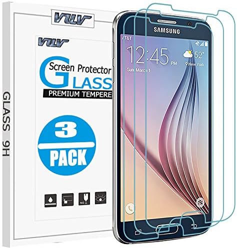 [3-PACK] Galaxy S6 Screen Protector, VUV Bubble-Free HD-Clear Anti-Scratch Anti-Glare Anti-Fingerprint Tempered Glass 9H Hardness Screen Protectors for Samsung Galaxy S6
