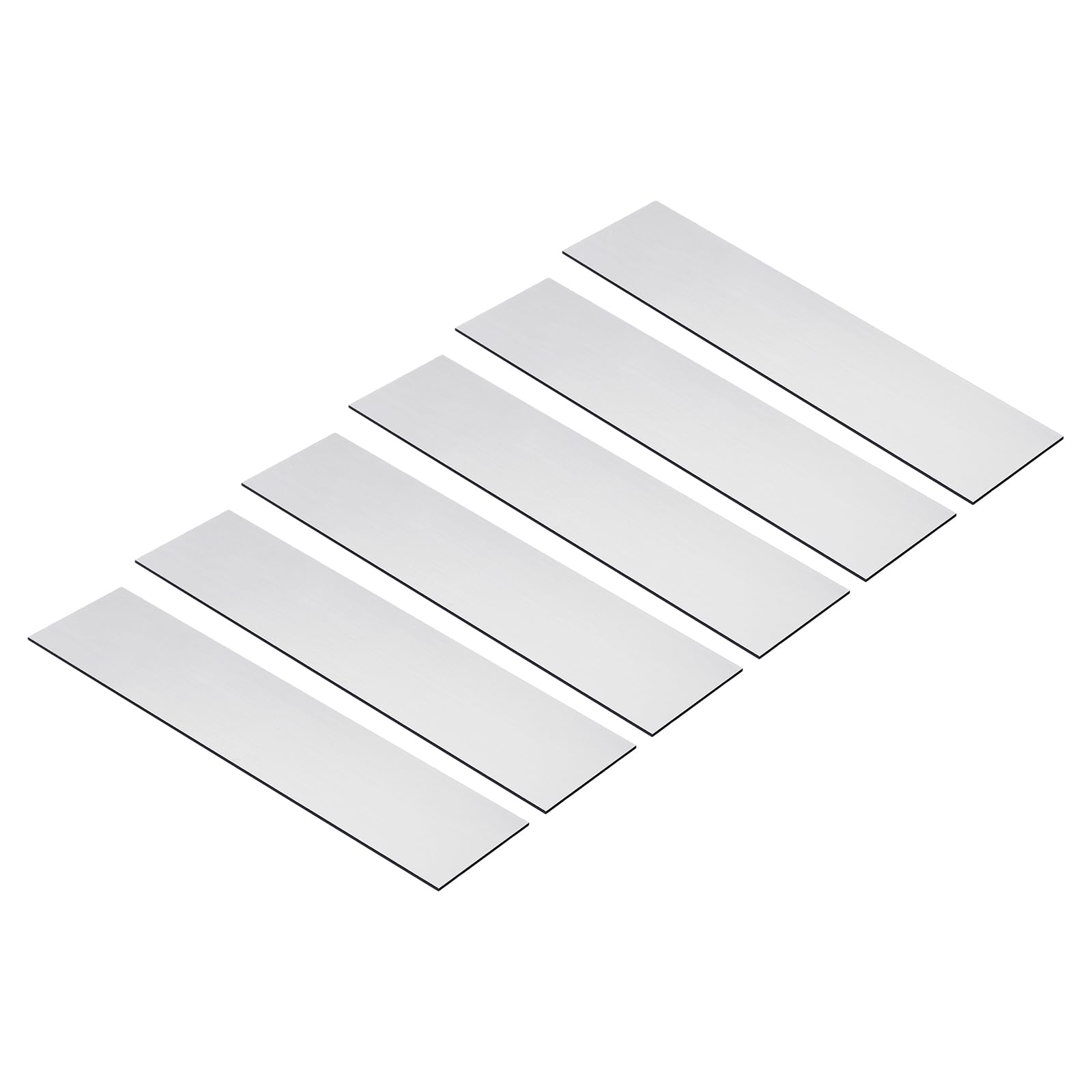 PATIKIL 8"x2" Blank Name Plates, 6 Pack Custom Engraved Name Plate Rectangle Laser Engraving Blanks for Personalized Nameplates Office Desk DIY Painting Supplies, Silver, Black