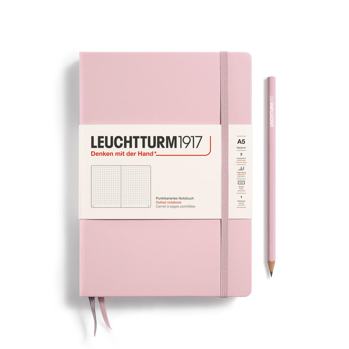 LEUCHTTURM1917 Notebook Medium (A5), Hardcover, 251 Numbered Pages Powder, Dotted