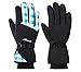 KINEED Waterproof Women Winter Ski Snowboard Snow Riding Biking Driving Thinsulate Insulated Warm Gloves,Medium,Blue