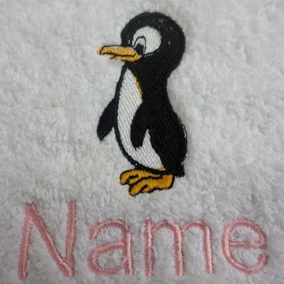 EFY Face Cloth, Hand Towel, Bath Towel or Bath Sheet Personalised with PENGUIN BABY logo and name of your choice (Bath Towel 70x130cm)
