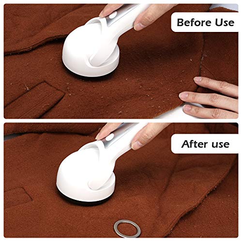 Lint Remover, Bosiwee Fabric Shaver Rotating Electric Sweater Defuzzer with Stainless Steel 3-Leaf Blades, Battery Operated, Remove Clothes Fuzz, Lint Balls, Pills, Blanket, Couch