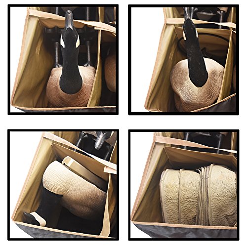 DecoyPro 6 Slot Goose Decoy Bag - Fits Full Body Goose Decoys with Bases Attached - Floating Goose Decoys - Shell Goose Decoys - Padded & Adjustable Shoulder Strap - Water & Dirt Drain System