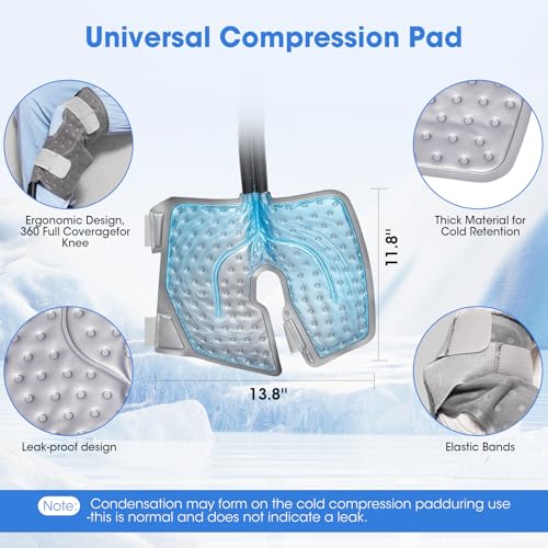 Máquina de crioterapia con temporizador programable – máquina de hielo portátil para rodilla postoperatoria, manguito y venda de enfriamiento reutilizables para cadera, tobillo y muslo