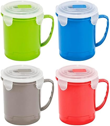 Kitchen Details Microwaveable Soup Mug Bowl With Handle, Colors May Vary (24 Ounces/ 3 Cups)