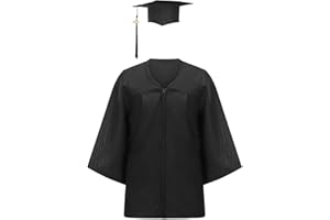 Kids Graduation Gown and Cap Set with Tassel Black for Kindergarten Preschool Boys Girls Ceremonies Outfit