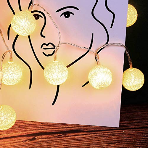 Akabsh Cotton Ball Fairy String Lights 20 LED Cotton Remote Control String Lights Decor String Lamp for Party Home Room