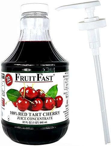 100% Red Tart Cherry Juice Concentrate by Fruitfast | 1 Quart - 32 Day Supply Non-GMO Gluten-Free Helps suppport Healthy Joint Function* | Added Easy Juice Pump