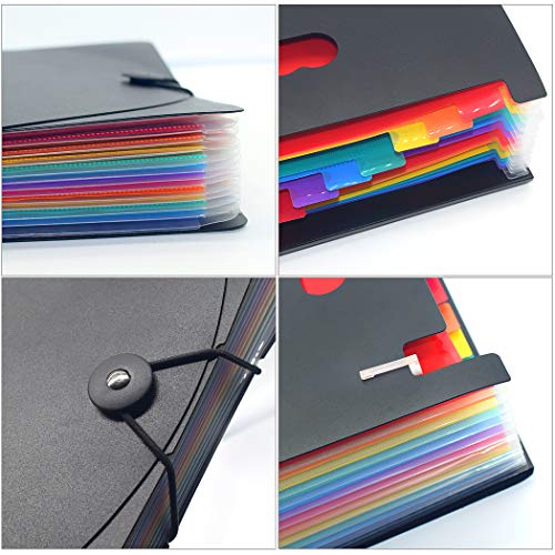 Ordner A4/Dokumentenmappe A4, Ordner mit 12 Taschen, A4-Dateien, Akkordeon-Dokumentrechnung, Papierkram, Aufbewahrungsmappen für den Schreibtisch mit farbiger Registerkarte