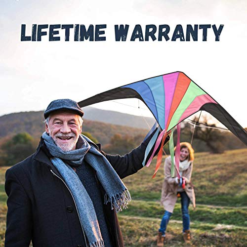 Stoie's Huge Rainbow Kite for Kids and Adults-1.6M Wide-100 Meter String-Rainbow Color-Built to Last - Thumbnail 5