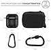 Airpods Accessories - Derhom Airpods Waterproof Silicone Hang Case Cover Anti-Lost Strap, Ear Hooks, Keychain, Headphone Accessories Storage Travel Bag Apple Airpod (Black)