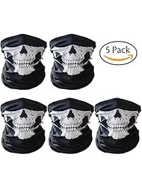 CandyHome 5 Pack Seamless Skull Mask Motorcycle Bicycle Half Face Tube Skeleton Mask for Halloween - Black