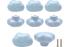 Bmgop 8PCS Ceramic Cabinet Knobs Cloud Shape Drawer Pulls Blue Nursery Dresser Knobs, Cute Drawer Handle for Closet Cupboard Wardrobe