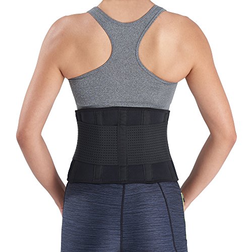 Bracoo Back Lumbar Brace, Abdominal Support Belt for Strains, Sprains and Pain Relief - Adjustable Straps, Lightweight & Flexible, BS31 (S/M (28" - 42"), Black) - Thumbnail 4