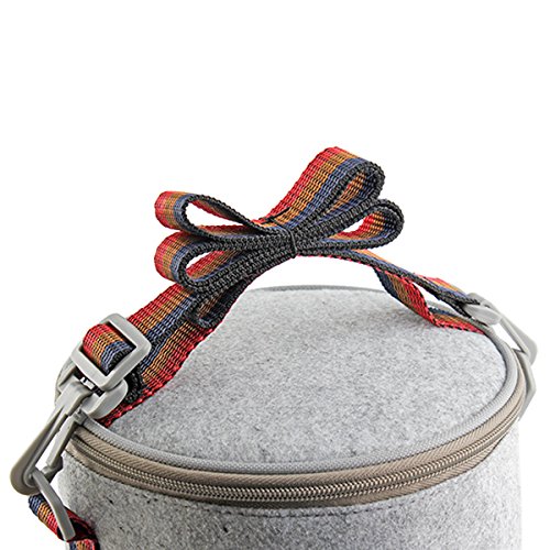 Unichart Stainless Steel Square Lunch Box Insulated Lunch Bag Lock Container Bag Spoon and Chopsticks Set Food Storage Boxes for work and school (3-Tier) (round lunch bag) - Thumbnail 3