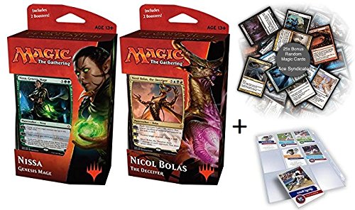 Ace Syndicate (MTG): Hour of Devastation Planeswalker Deck Set of 2 + Premium Gift 5x9 Pocket Card Pages