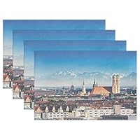 RH Studio Plate Pad Munich City Skyline Heat-Resistant Table Placemats Set of 4 Stain Resistant Table Mats Washable Eat Mat Home Dinner Decorative