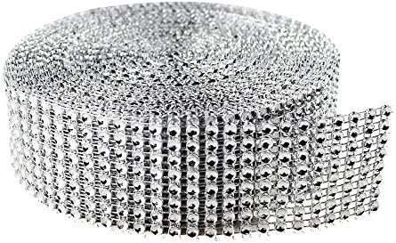 8 Row 10 Yard Acrylic Rhinestone Diamond Ribbon for Wedding Cakes, Birthday Decorations