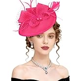 AQOKKA Women Fascinators Hats Flower Mesh Feathers with Headband and Clip Tea Party Headwear for Girls and Women