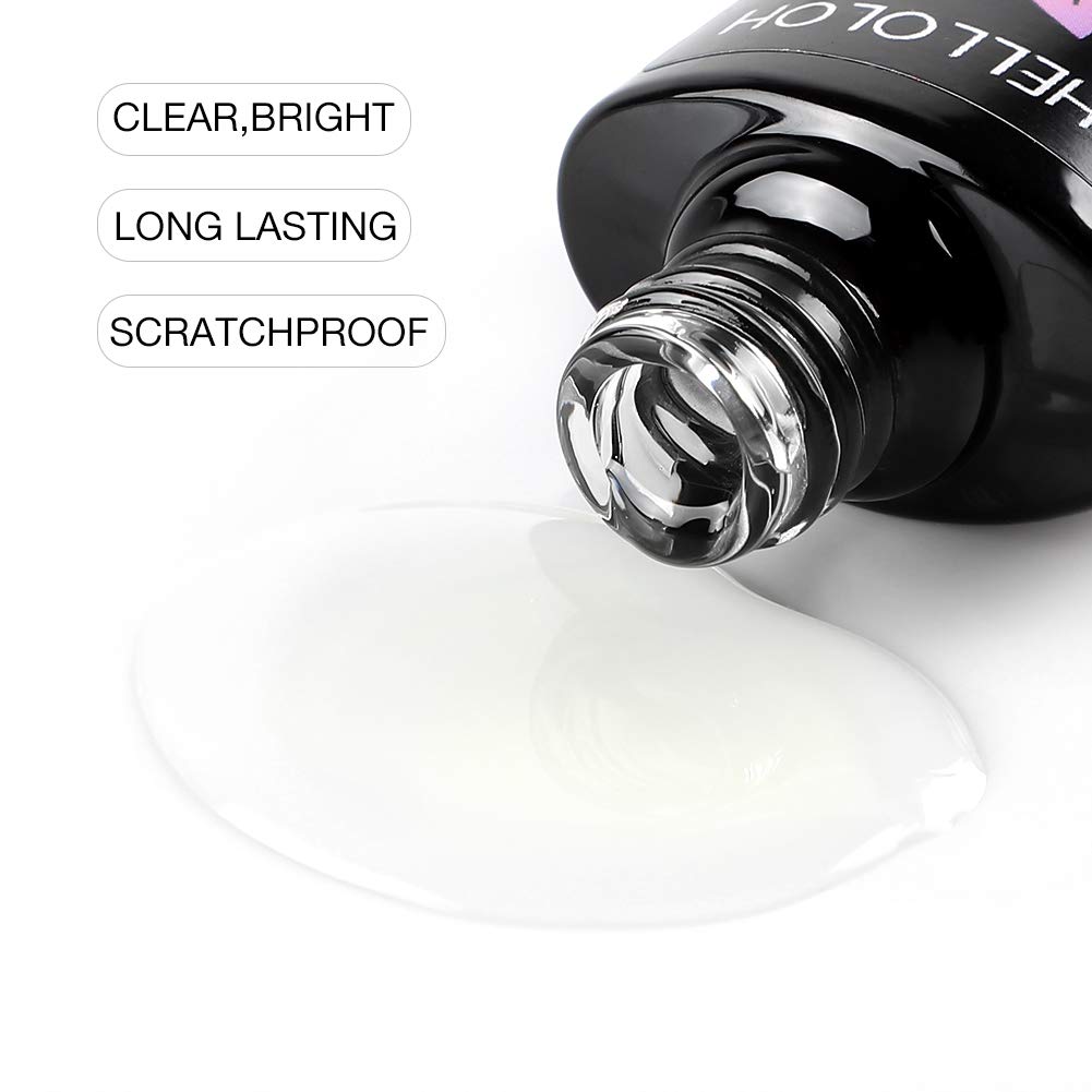 SHELLOLOH 2pcs Gel Nail Polish Top Coat and Base Coat Set Soak Off LED Gel Nail Art Manicure Kit Long-Lasting 10ml : Beauty