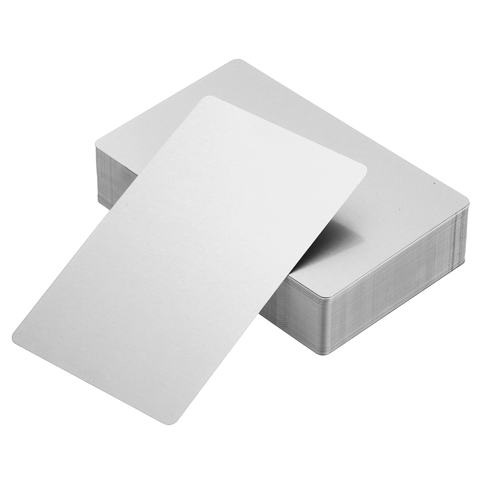YOKIVE 100 Pack Metal Blank Card, Personalized Business Card | Laser Engraving Aluminum Double Side Print, Great for Name Card, Office, Text, Hotel(Silver, 86 x 54 x 0.21mm)