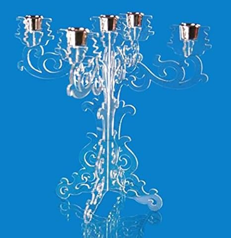 Acrylic Candelabra Holds 5 Cups Birthday And Wedding Candle Holder Display Plexiglass Chandelier Candle Holder Candelabra Amazon De Kuche Haushalt