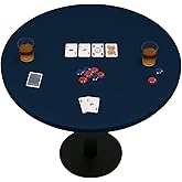 Feltectors Felt Card Game Table Cover for Playing Cards, Poker, Mahjong, Domino, Bridge and Board Game, Elastic Fitted Tablecloth for 36 to 48 Inch Round Tables - Blue