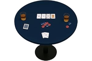 Feltectors Felt Card Game Table Cover for Playing Cards, Poker, Mahjong, Domino, Bridge and Board Game, Elastic Fitted Tablecloth for 36 to 48 Inch Round Tables - Blue