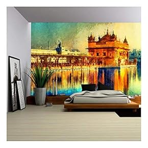 Golden Temple at Amritsar, India - Oil Painting - Removable Wall Mural | Self-Adhesive Large Wallpaper - 66x96 inches