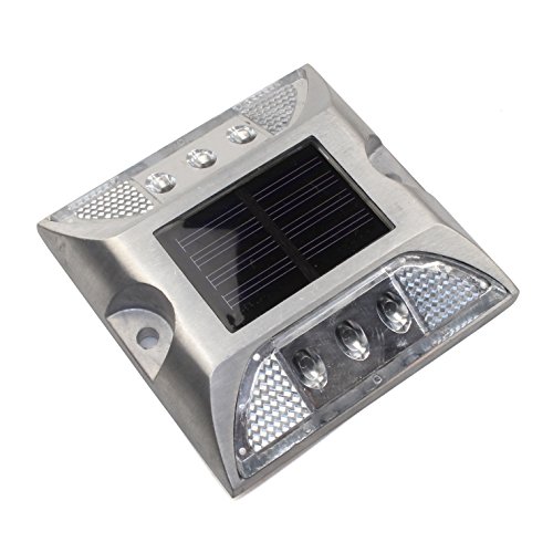 CST Lighting Aluminum Solar 6-LED Outdoor Road Driveway Dock Path Ground Light Lamp-White